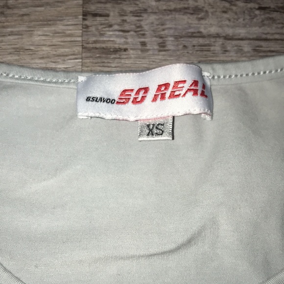 Gsuwoo So Real grey and yellow crop top size XS - Picture 2 of 11